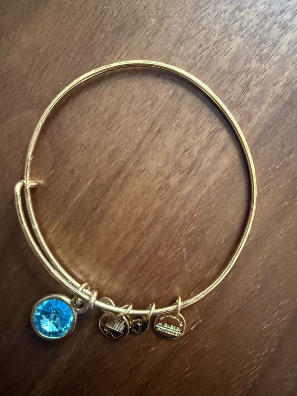 Alex + Ani Gold March Birthstone Charm Bangle - Aquamarine